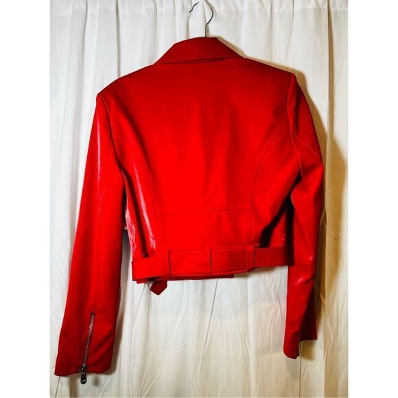 NEW Cinq a Sept Women's Zoe Faux Leather Sangria Moto Jacket Red Size Small NWOT - Picture 5 of 8